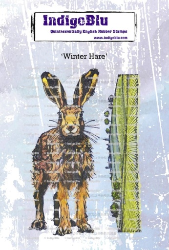 Winter Hare A6 Red Rubber Stamp